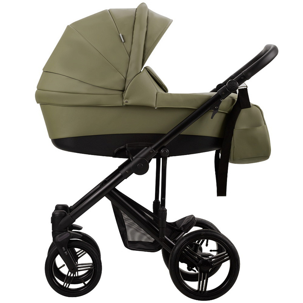Детская коляска Bebetto Magnum Prima 3 в 1 с автокреслом Avionaut Cosmo 05 зеленая кожа