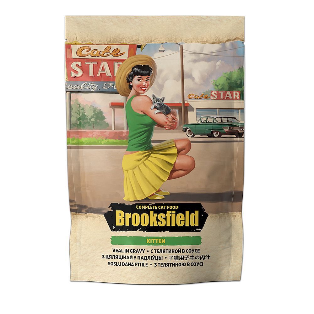 Влажный корм BROOKSFIELD Kitten Veal для котят с телятиной в соусе, пауч 85г