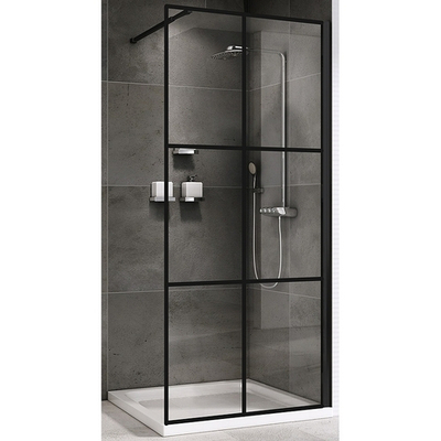 Душевая перегородка Abber Immer Offen 90 AG62090B профиль Черный стекло прозрачное