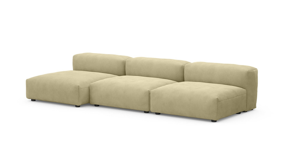 Диван с оттоманкой Фиджи (малый) Cilium Cream 315*137*62 см, Кремовый Вельвет Нераскладной Фиеста