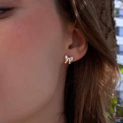 Серьги-пусеты Бант симметричный из серебра 925 пробы