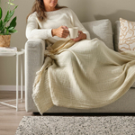 Плед IKEA VALLKRASSING (ВАЛЛКРАССИНГ), Светло-бежевый, 150х200 см