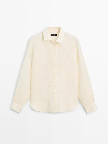 Massimo Dutti Свободная рубашка из 100% льна, желтый