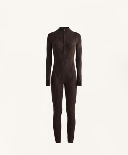 Oysho Термокомбинезон Base Layer в рубчик, темно-коричневый