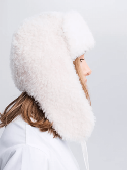 Ушанка теплая, белая, SilverFox