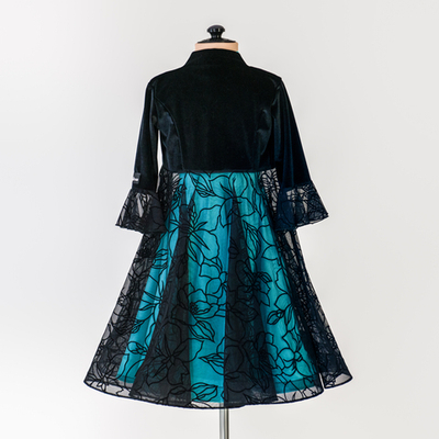 X 3-00-01 Бархатный пышный халат для танцев на молнии. | Vasileva Dance