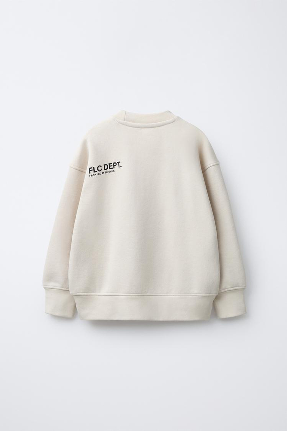 ZARA БАЗОВАЯ ТОЛСТОВКА С НАДПИСЬЮ И НАШИВКОЙ, ЭКРЮ