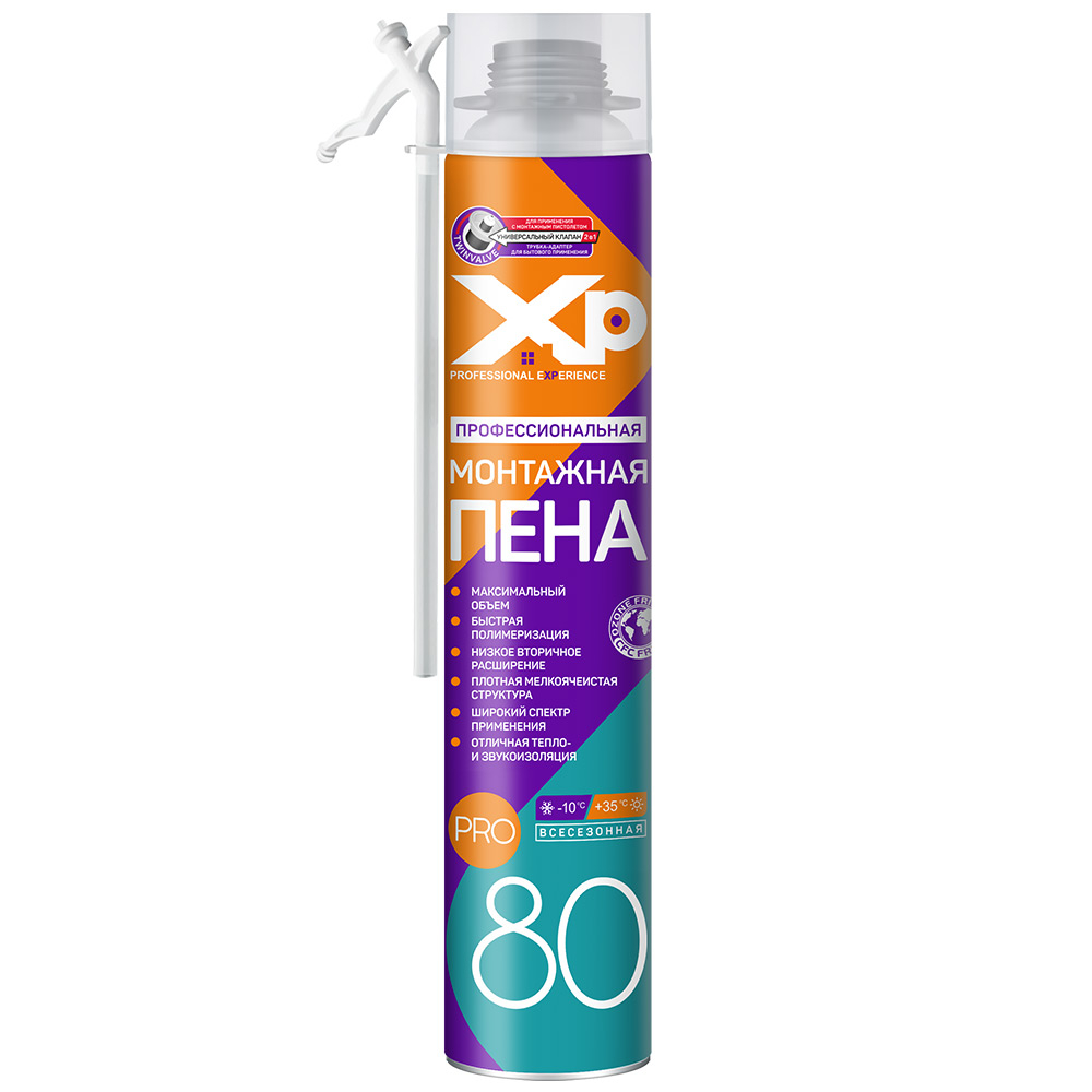 XP Пена монтажная проф. 80 всесезонная 1050г (KIM TEC)