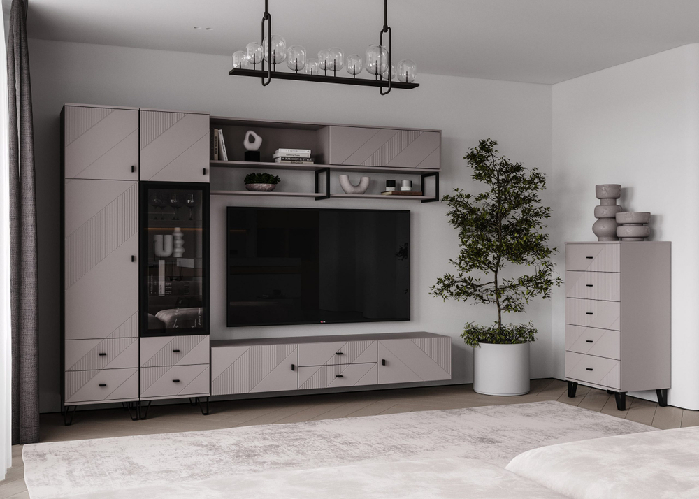 Комод 5 ящиков "Кашемир" на ножках/ без ножек