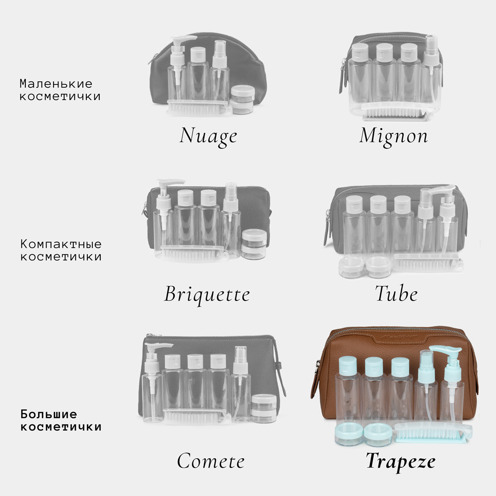 Косметичка Trapèze из кожи теленка цвета карамель