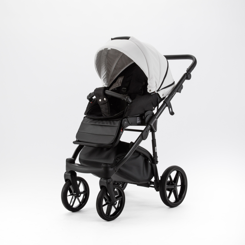 Детская универсальная коляска Adamex NOLA Deluxe 2 в 1 N-SA1 (Белая экокожа)