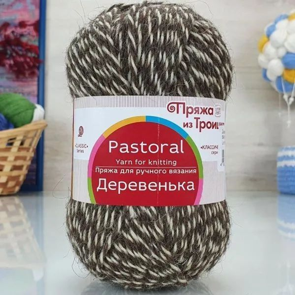 Деревенька пряжа Троицкая 100%шерсть 5х100г/170м (0896 М меланж)