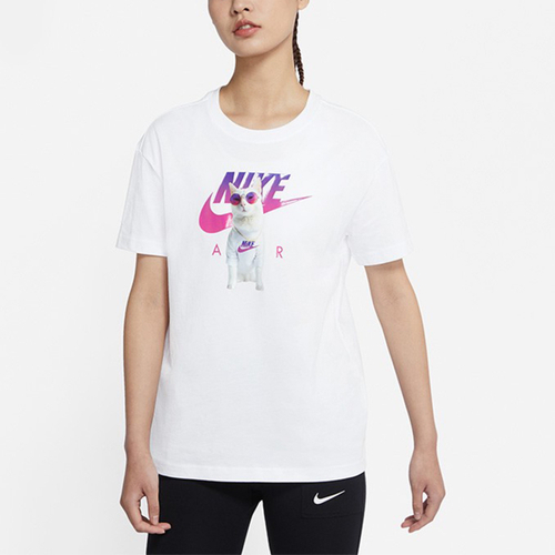 Футболка Nike женская (с котом), бел.
