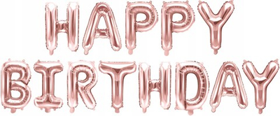 К Надпись "Happy Birthday", Розовое Золото, (16''/41 см)