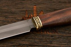 Разделочный нож Игоря Пампуха Модель 007, клинок 145мм, булат легированный, рукоять орех Т1