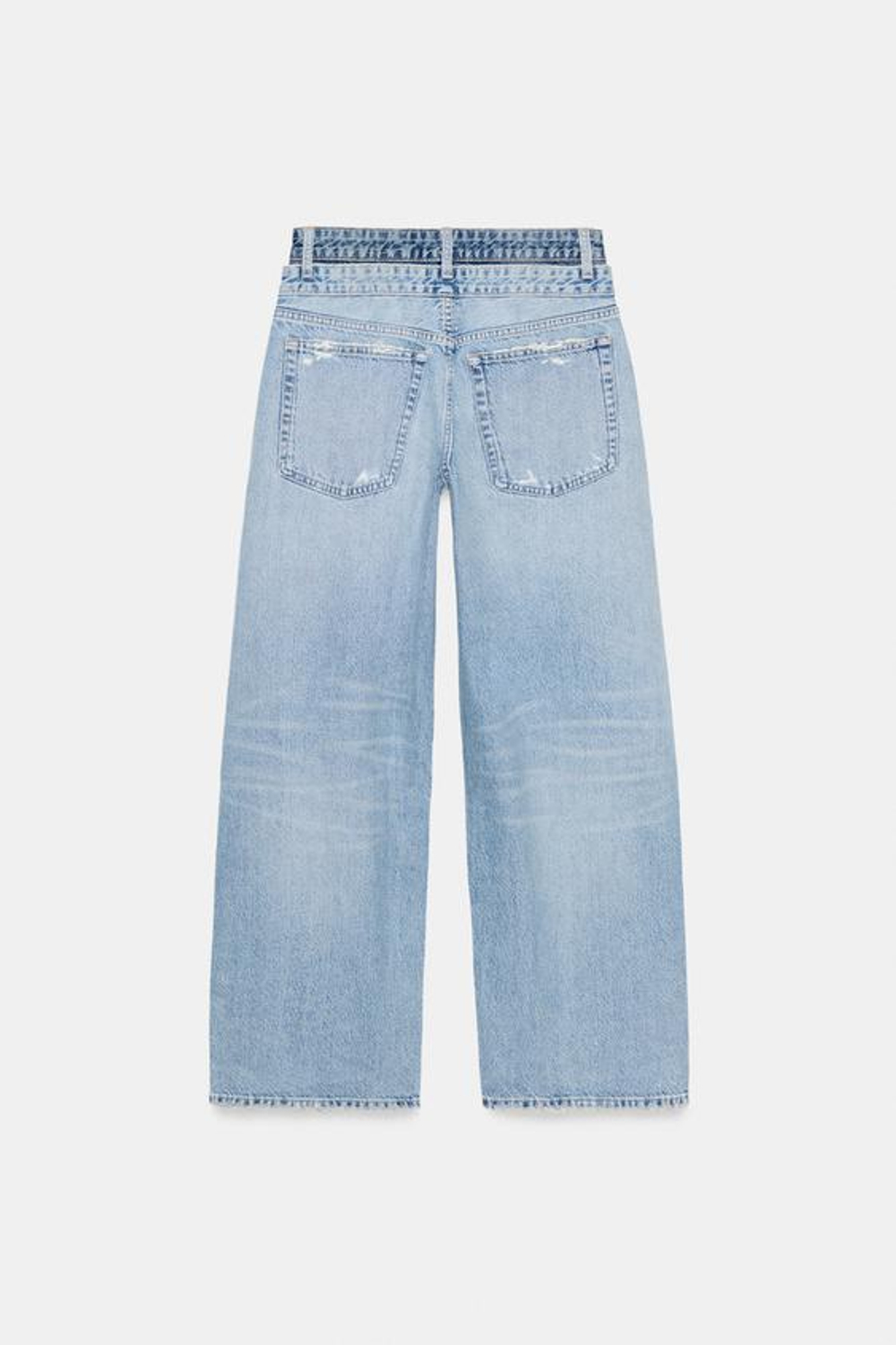 ZARA ДЖИНСЫ TRF ПРЯМОГО КРОЯ СО СРЕДНЕЙ ПОСАДКОЙ И ДВОЙНЫМ ПОЯСОМ, НЕБЕСНО-ГОЛУБОЙ