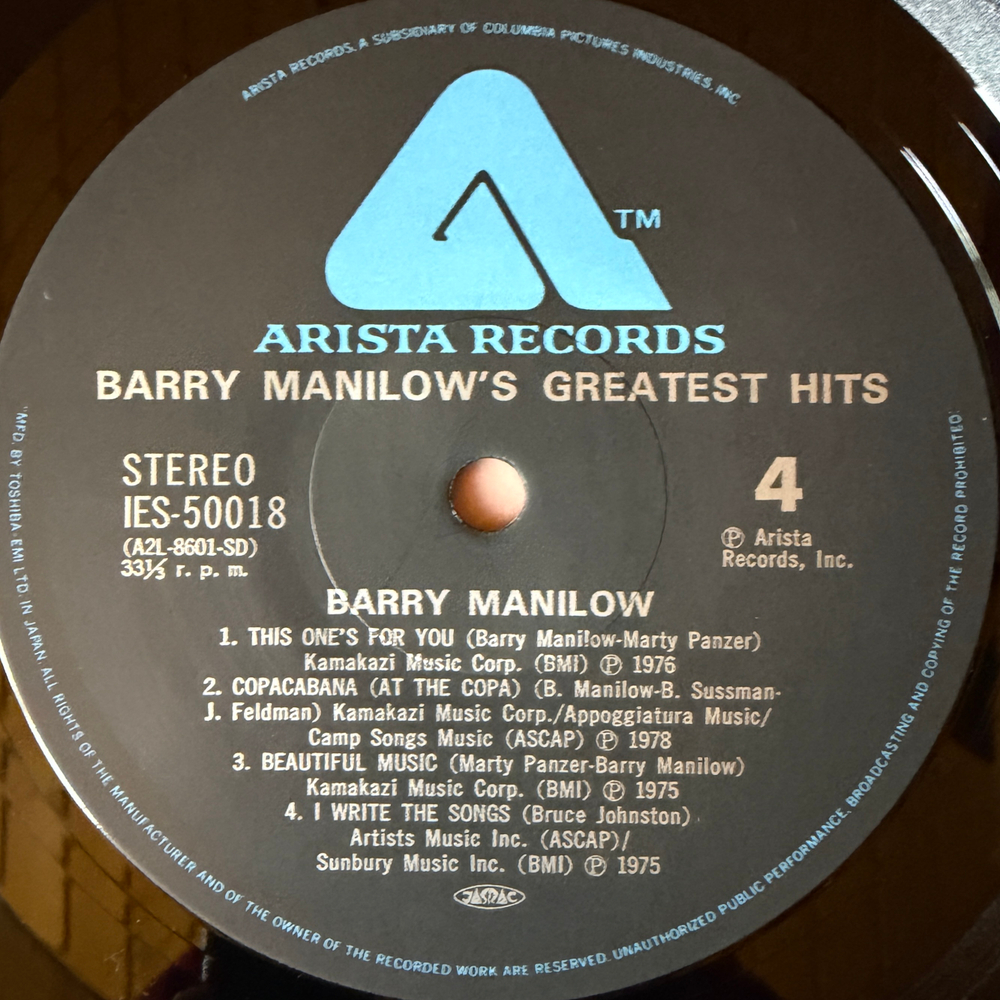 Виниловая пластинка Barry Manilow ‎– Greatest Hits 2LP