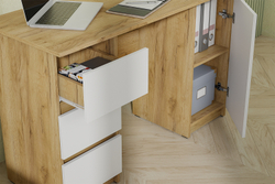 Стол письменный 120 см Денвер, Дуб золотой, белый шагрень