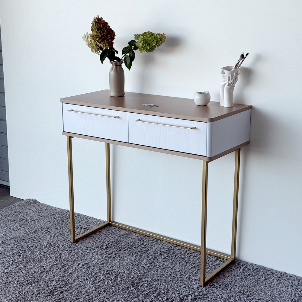 Туалетный столик консоль ROYAL 5211 эко (Макиато-Золото-р.золото)