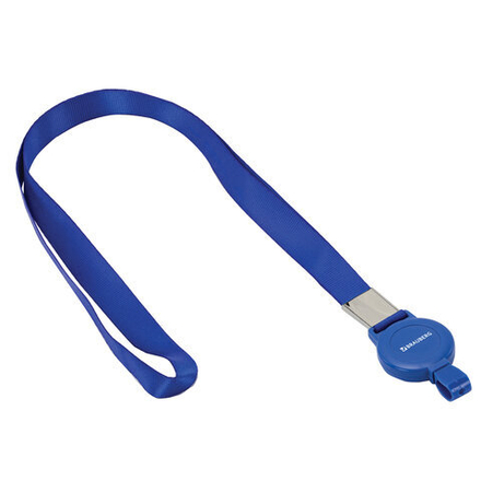 Держатель-рулетка для бейджей 70 см, с лентой 45 см, синий, BRAUBERG EXTRA, 238837