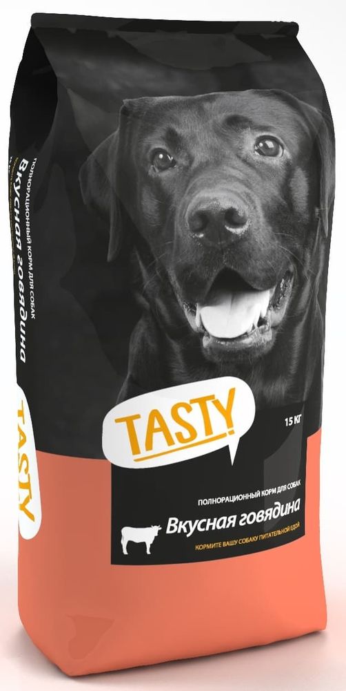 Сухой корм для взрослых собак TASTY с говядиной 15кг Сухой корм для взрослых собак TASTY с говядиной 15кг