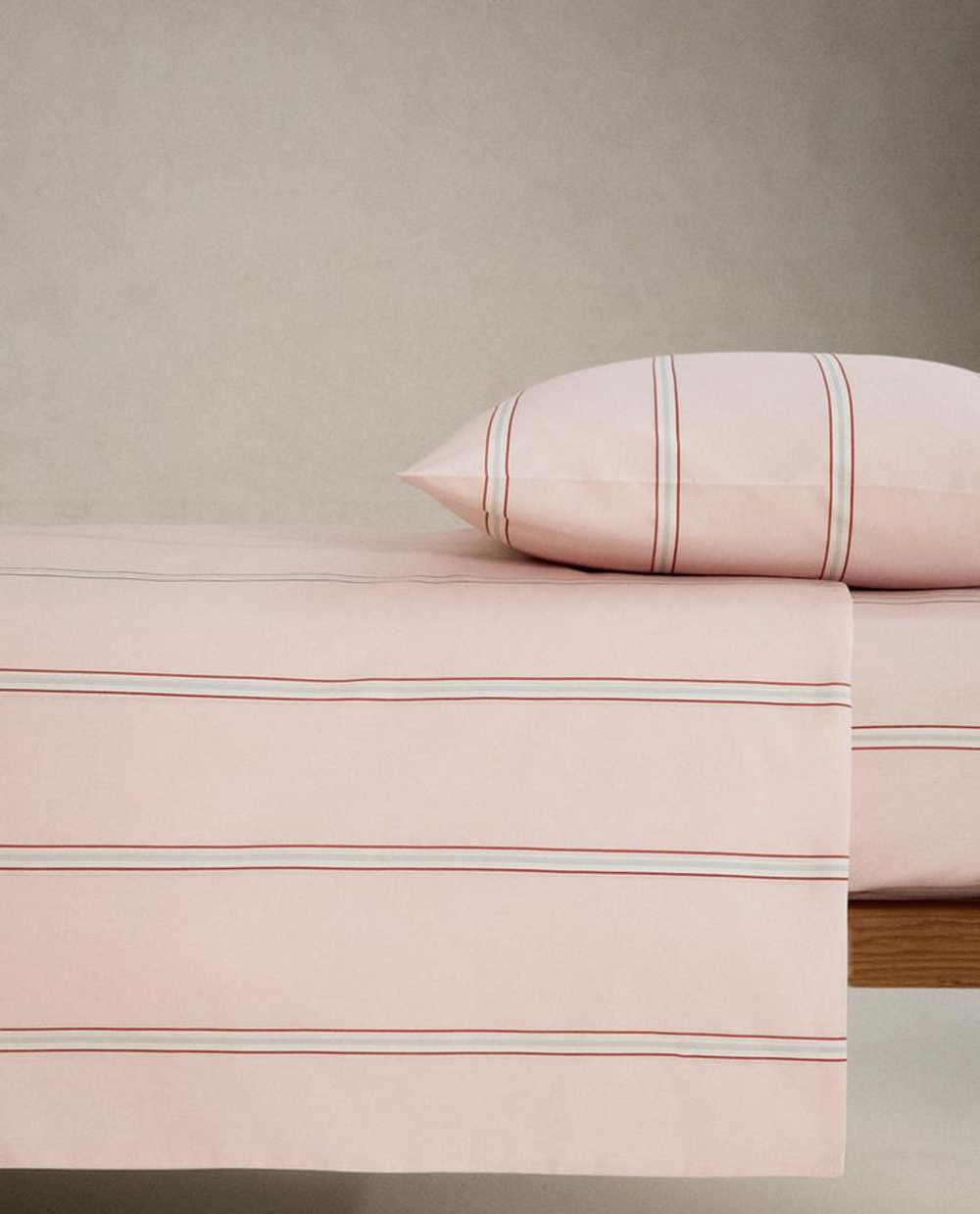 ZARA HOME ДЕТСКИЙ ПОДОДЕЯЛЬНИК В ПОЛОСКУ, РОЗОВЫЙ