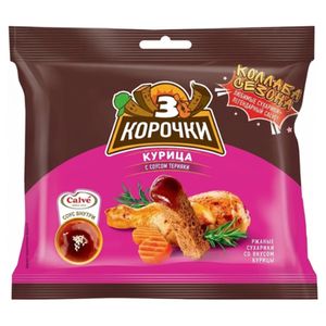 Сухарики ржаные KDV со вкусом курицы/соуса терияки 60 гр/пач