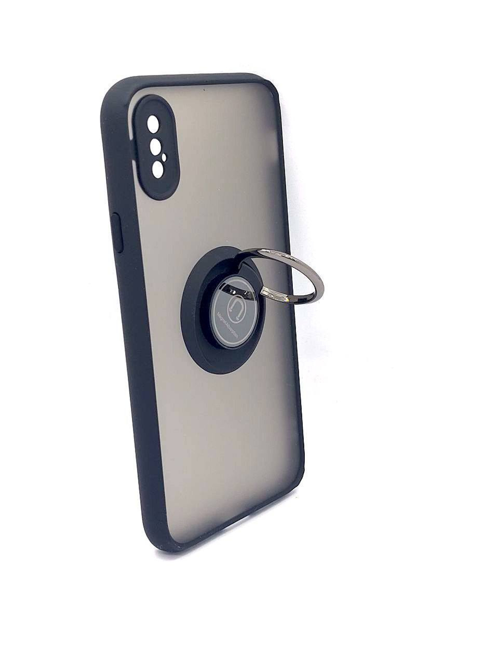 Чехол на iPhone X / XS / айфон, противоударный, с кольцом, подставкой, прозрачный