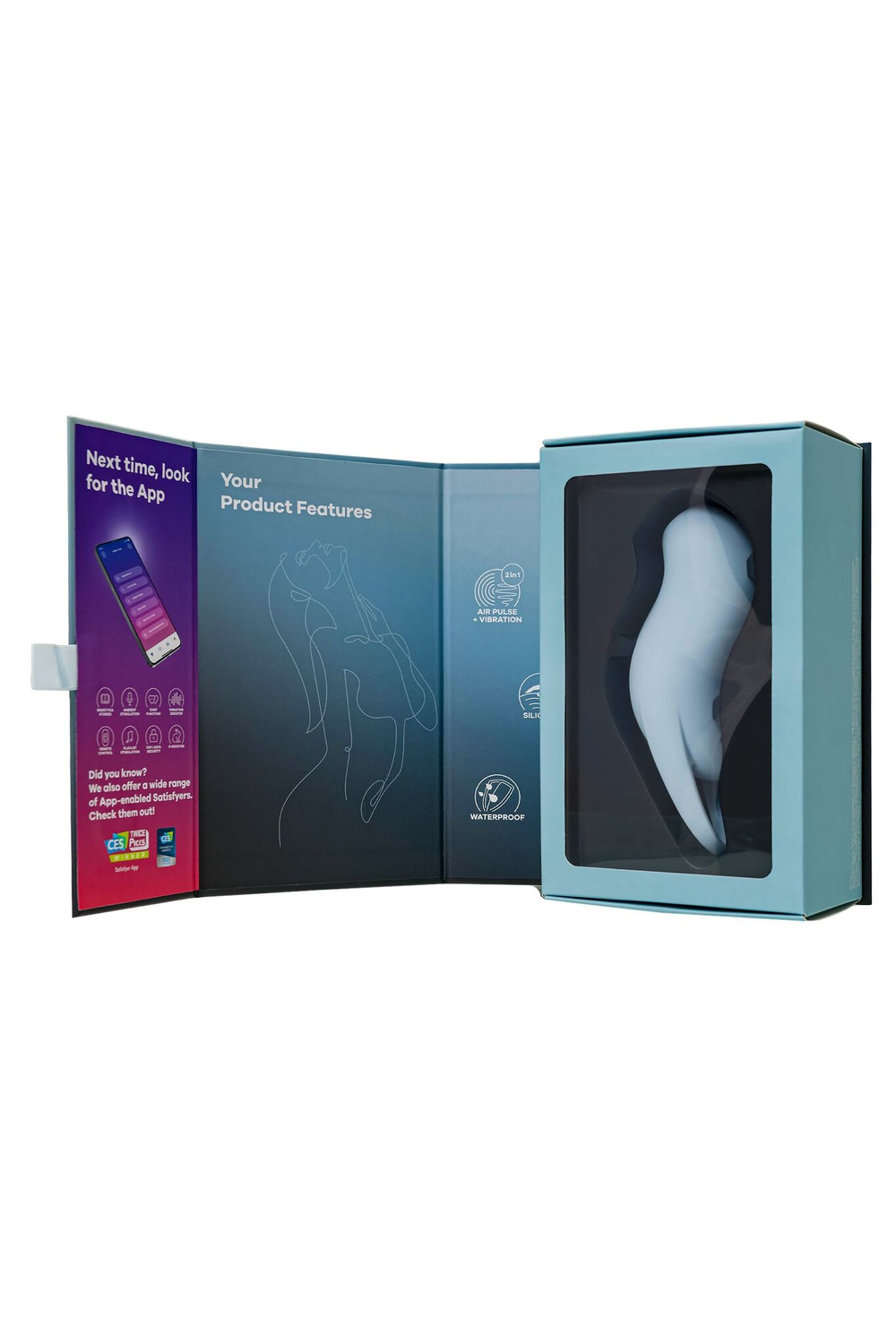 Голубой вакуум-волновой стимулятор клитора с вибрацией Pocket Pro 1 (Цвет: голубой)