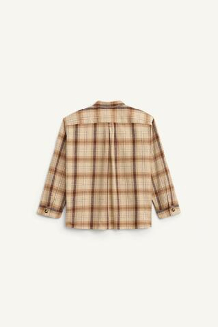 ZARA КУРТКА-РУБАШКА С ВОРОТНИКОМ-СТОЙКОЙ, ТАБАЧНЫЙ