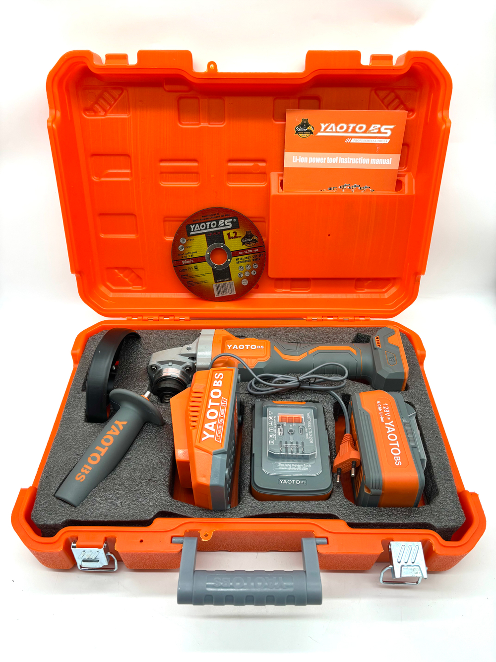 Болгарка Yaoto BS52128, бесщёточная, 2 аккумулятора, 6Ач в кейсе