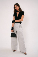 Брюки на резинке из хлопка в мелкий цветочек