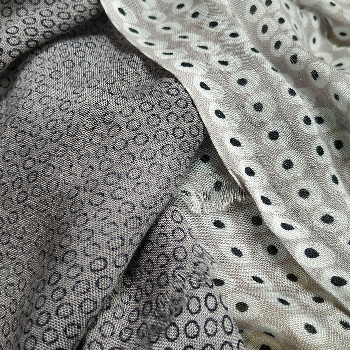 Палантин Вискоза 100% Двойной узор, цвета белый, сиреневый, черный 70x180 см.