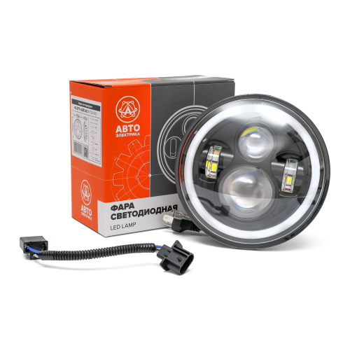 Фара светодиодная, МТЗ, ВАЗ, ГАЗ, УАЗ, КамАЗ, 9-30 В, 4 диода (ближний/дальний свет, ДХО, поворотник), 7 дюймов