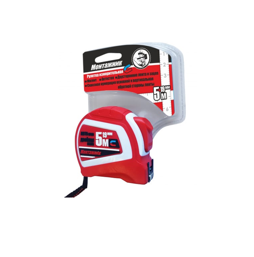 Рулетка  5м*19мм с автостопом и магнитом МОНТАЖНИК (6шт)