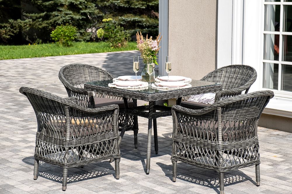 "Сицилия" обеденная группа плетеная, цвет графит