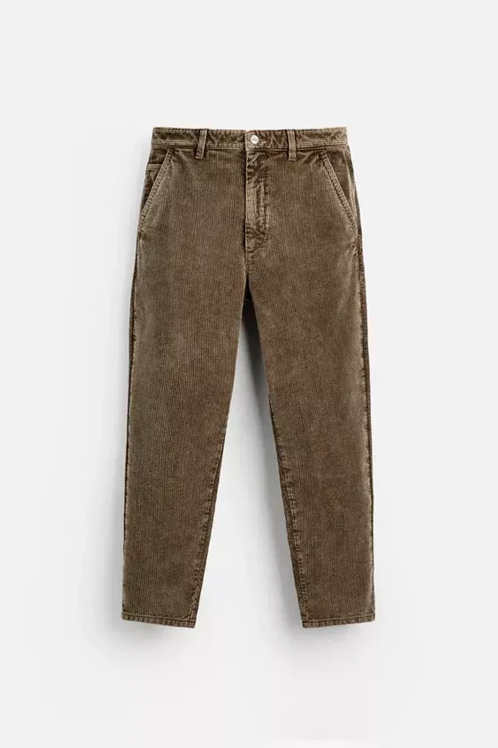 ZARA ВЕЛЬВЕТОВЫЕ БРЮКИ CARROT FIT, КОРИЧНЕВЫЙ