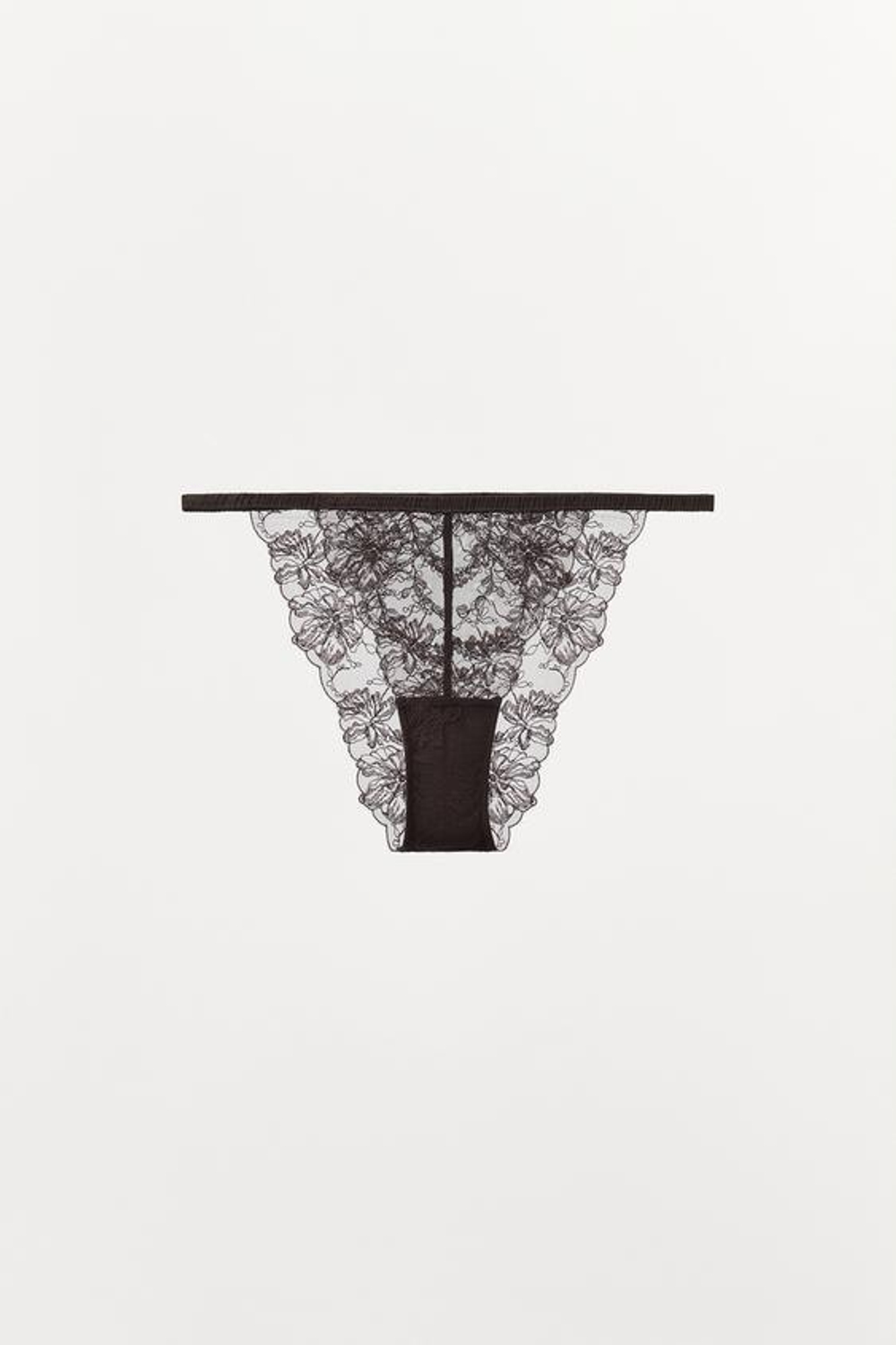 ZARA КОМБИНИРОВАННЫЕ КРУЖЕВНЫЕ ТРУСЫ, ТЕМНО-КОРИЧНЕВЫЙ