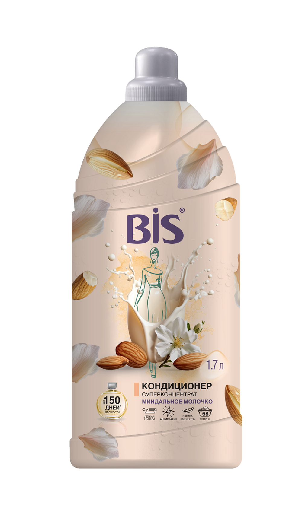BiS кондиционер для белья миндальное молочко 1,7 л, 4 шт в упаковке