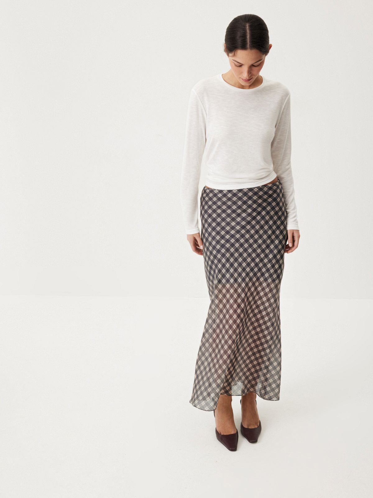 Невесомая юбка длины midaxi Misty Grey