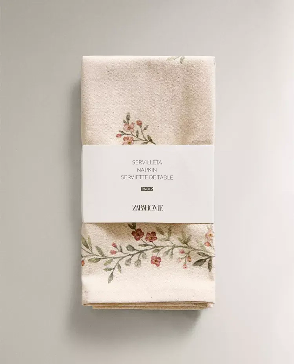 ZARA HOME ХЛОПКОВАЯ САЛФЕТКА С ПРИНТОМ (НАБОР ИЗ 2 ШТ.), ЗЕЛЕНЫЙ