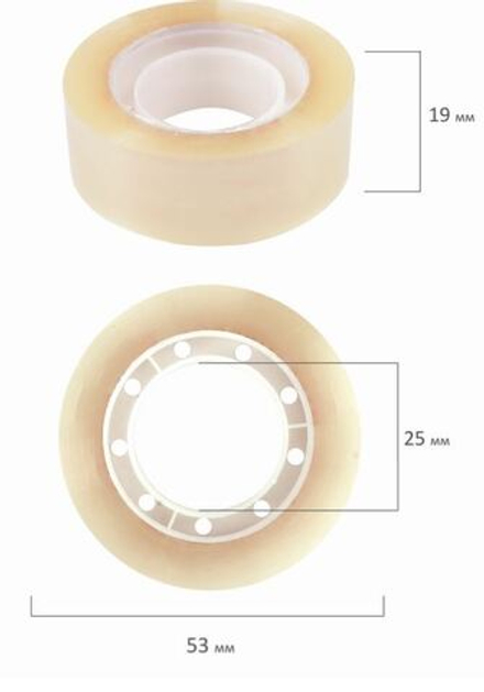 Клейкая лента 19 мм х 33 м, прозрачная, гарантированная длина