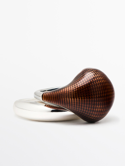 Massimo Dutti Набор рельефных колец с эмалью, серебряный