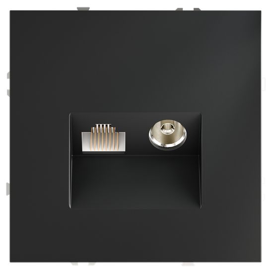 Розетка телевизионная встраиваемая VOLTUM S70 TV+RJ45 кат. 6, (графит)