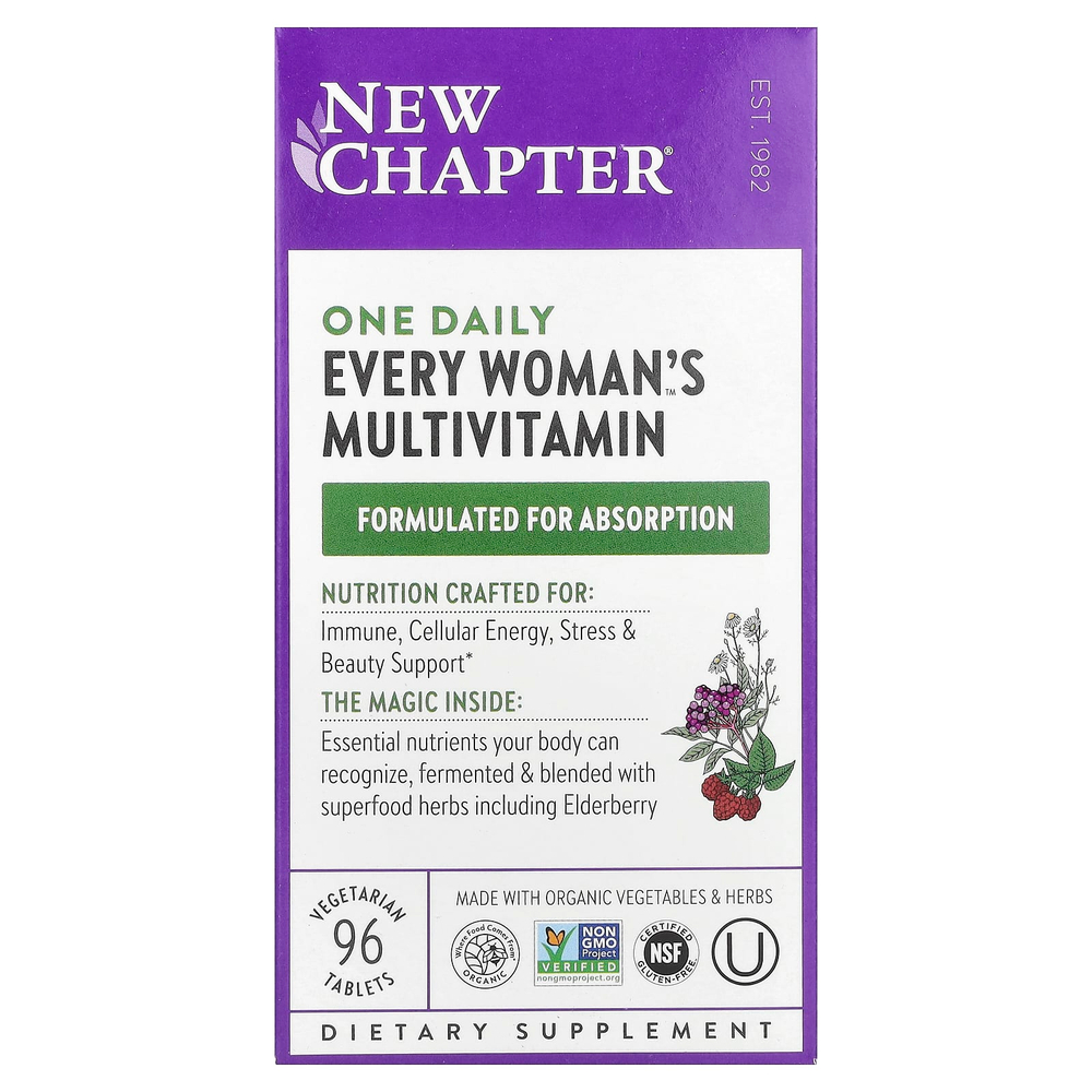 New Chapter, One Daily Every Woman's, мультивитамины, 96 вегетарианских таблеток