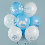 Шар (12''/30 см) Ура, Мальчик!, Белый (200)/Голубой (450), пастель, 5 ст, 25 шт.