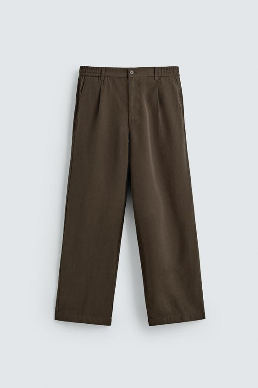 ZARA БРЮКИ RELAXED FIT ИЗ СТРУЯЩЕЙСЯ ТКАНИ, КОРИЧНЕВЫЙ