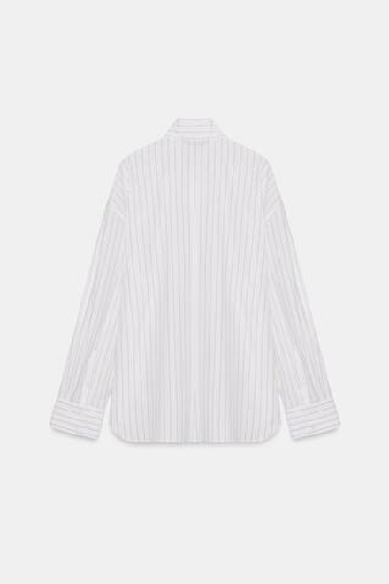 ZARA РУБАШКА ИЗ ПОПЛИНА В ПОЛОСКУ С ШАРФОМ, КОРИЧНЕВЫЙ/БЕЛЫЙ