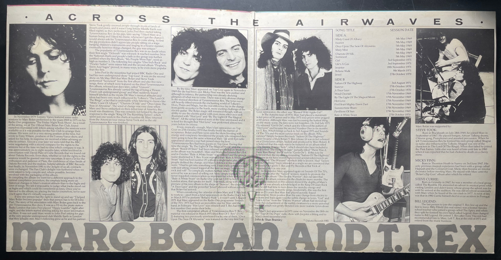 Marc Bolan And T. Rex ‎– Across The Airwaves (Англия 1982г.)