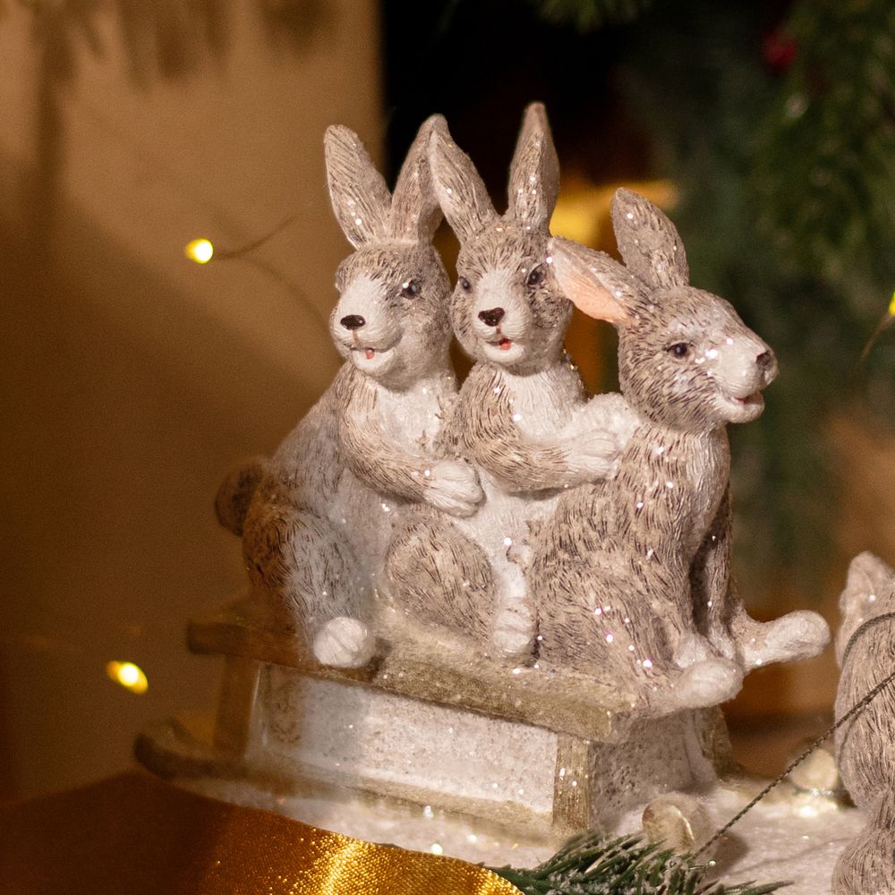 СТАТУЭТКА "КРОЛЬЧИХА С КРОЛЬЧАТАМИ" 24Х8Х16,5 СМ